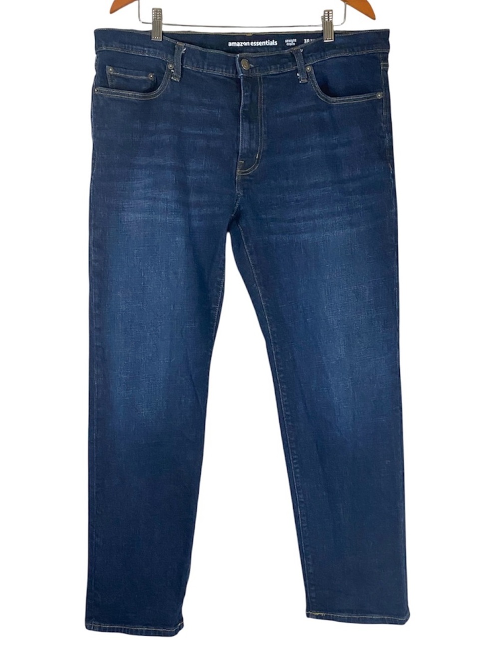 Amazon Essentials Men's Classic Straight Leg Jeans Dark Wash Blue Size 38/32